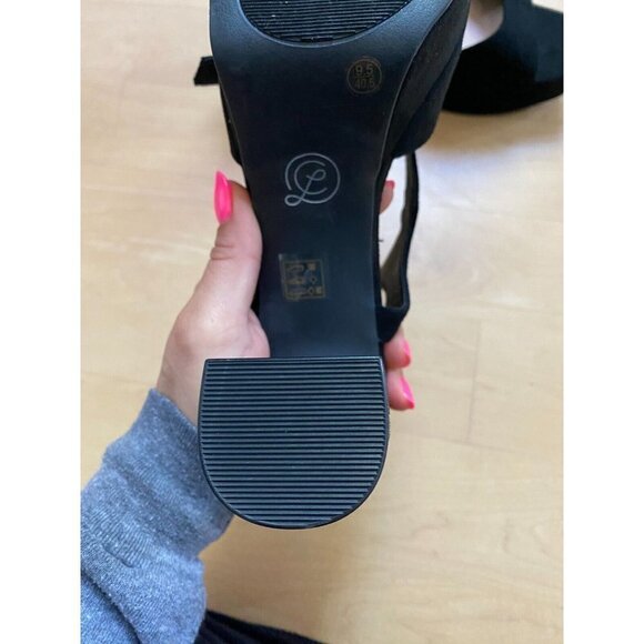 Chinese Laundry BNWT "Teemara" ankle strap black platform suede sandal heel NEW - Picture 6 of 6